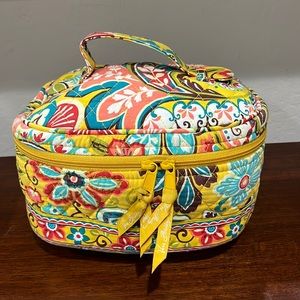 Vera Bradley makeup jewelry case with handle yellow flowers